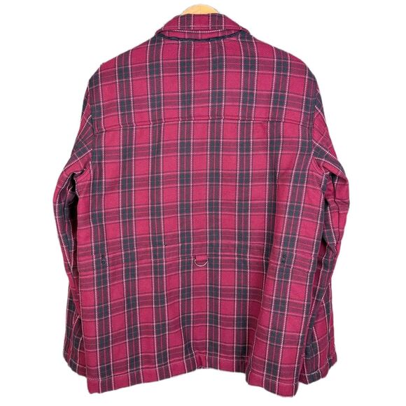 Vintage Y2K Quiksilver Quilted Flannel Shacket Red Black Plaid Mens M Surf Skate - Picture 3 of 11